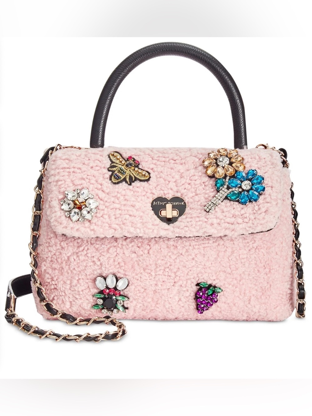 NWT BETSEY JOHNSON Adorable Flap XBody Curly Gurl Blush Purse